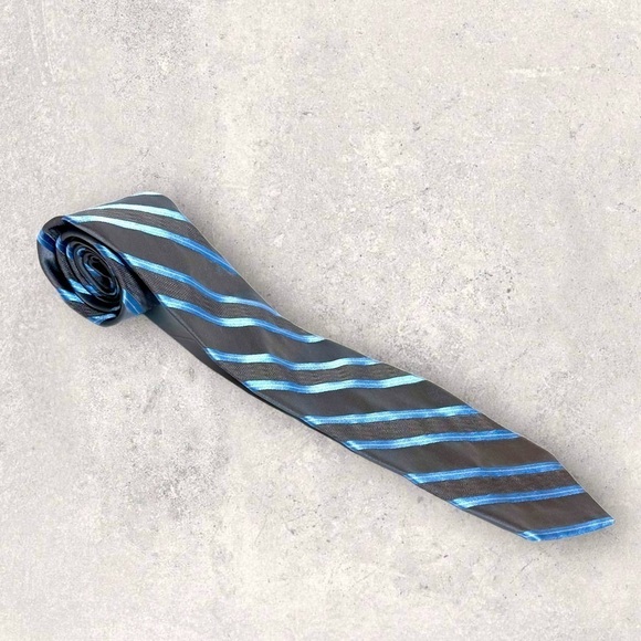 Classic Brooks Brothers Silk Striped Rep Tie Gray and Blue - Picture 1 of 3